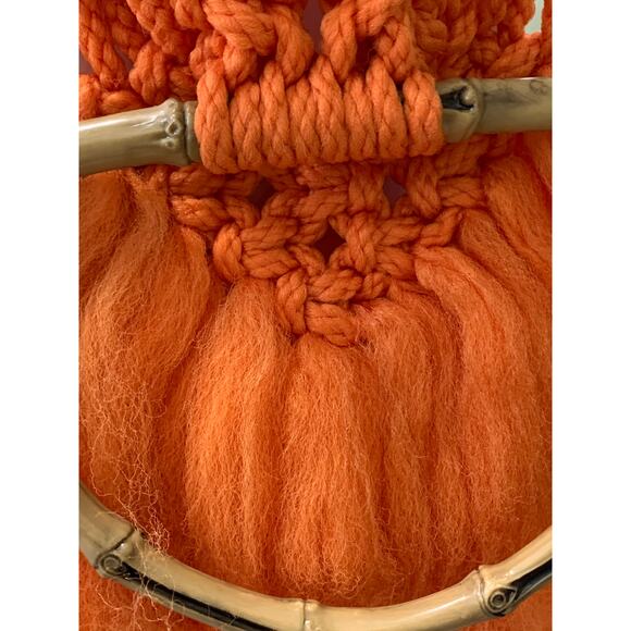 vintage orange macrame towel holder shell hippie - Picture 5 of 7